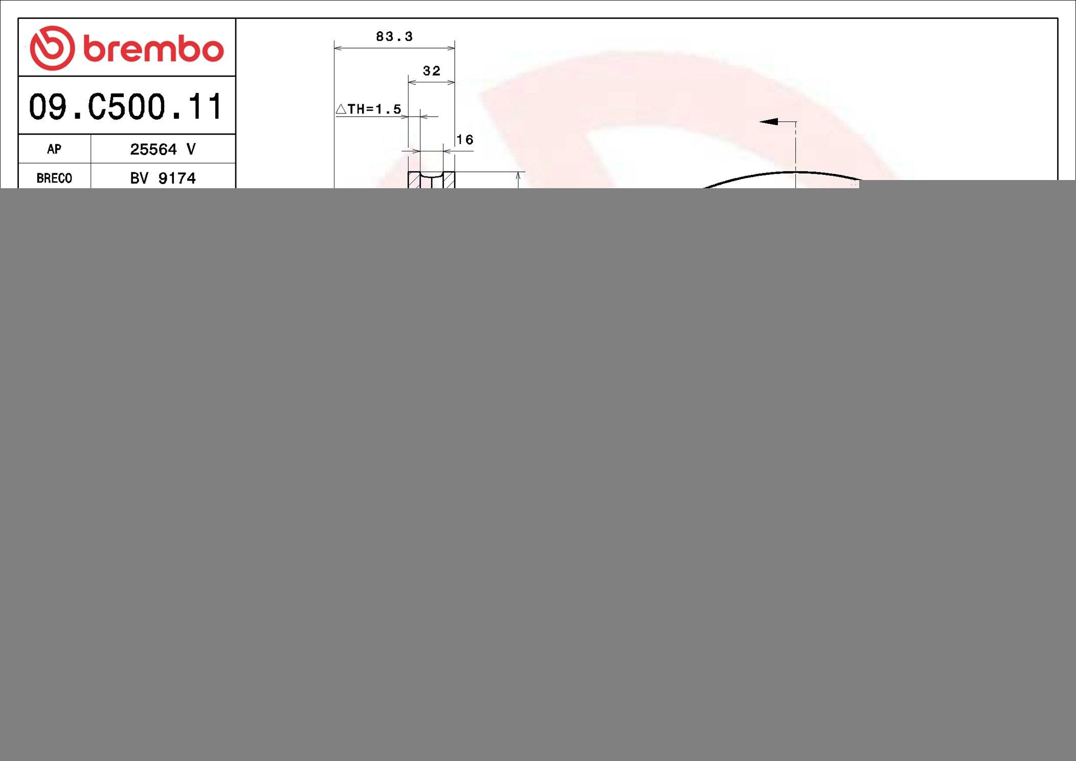 Купити 09C50011 Brembo Ротор гальмівний