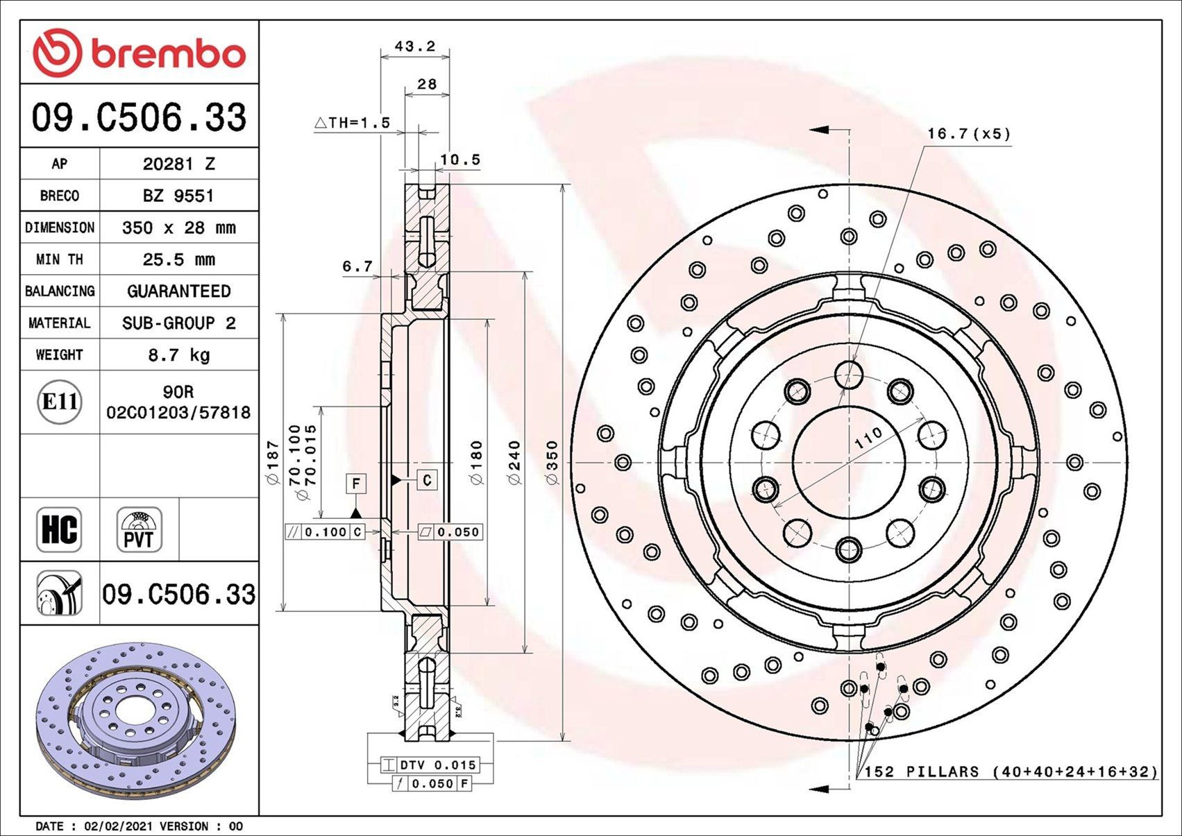 Диск гальмівний задній Brembo 09C50633