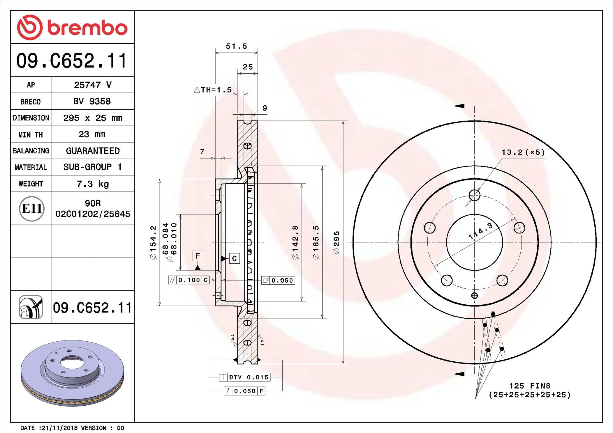 Купити 09C65211 Brembo Ротор гальмівний