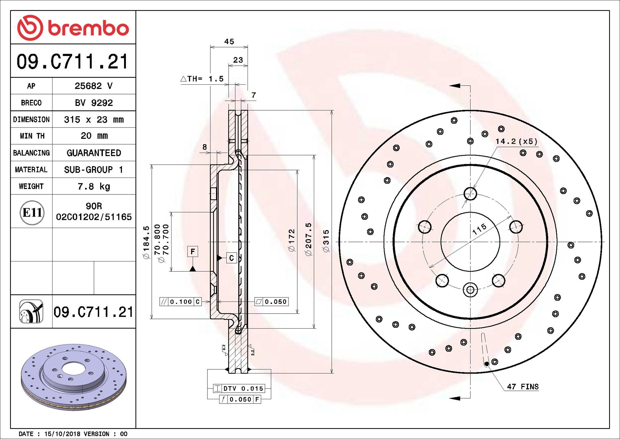 Задні дискові гальма Brembo 09C71121 ціна, від 85.43 USD