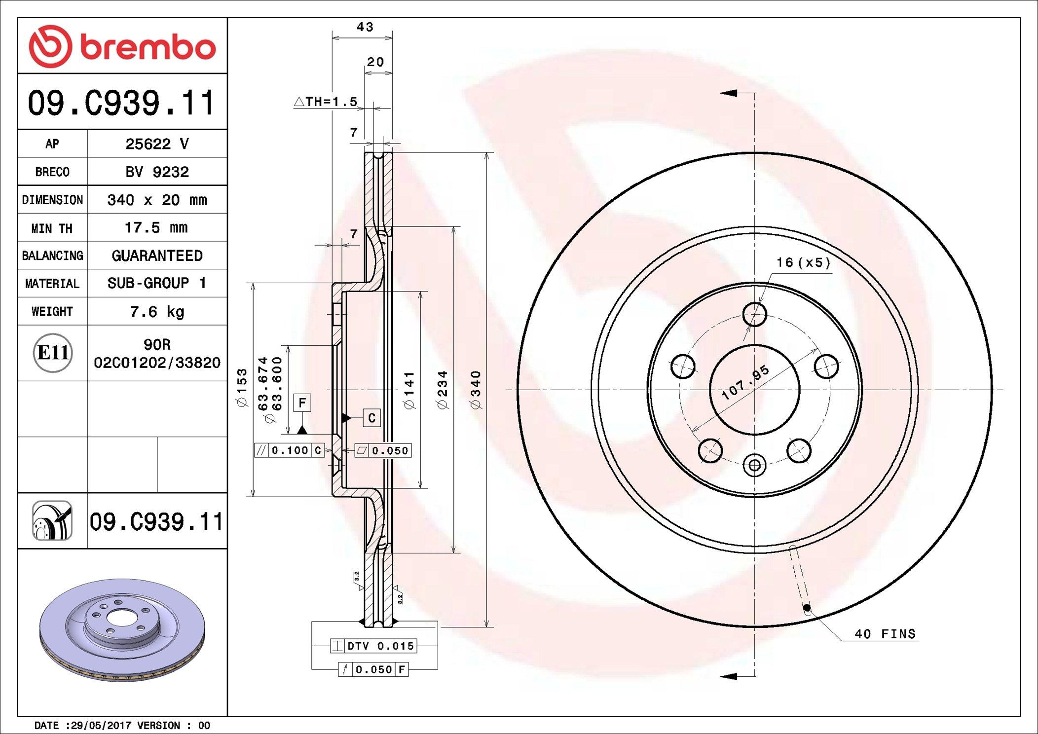 09C93911 Brembo Дискові гальма
