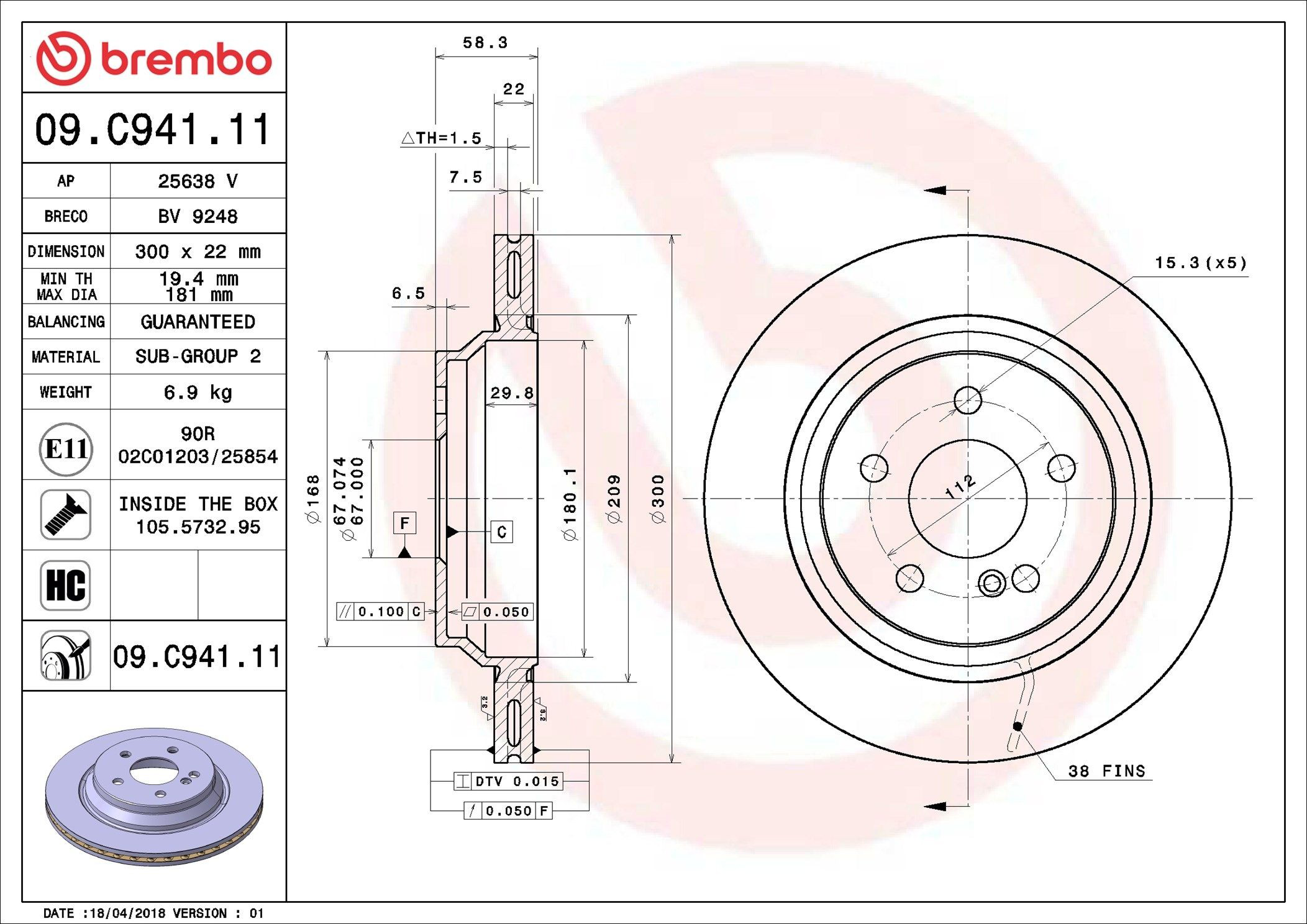 09C94111 Brembo Дискові гальма