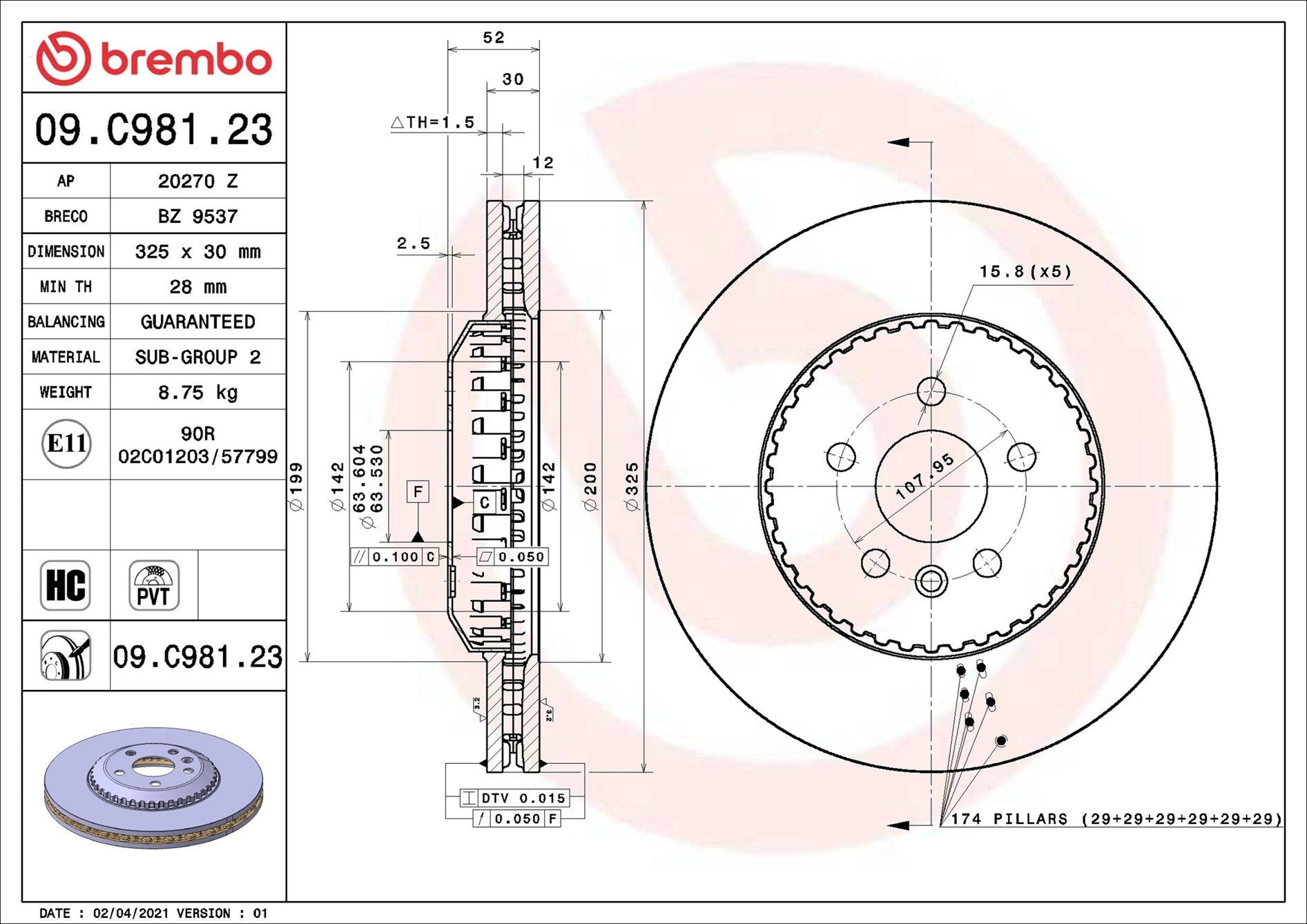 Купити 09C98123 Brembo Ротор гальмівний