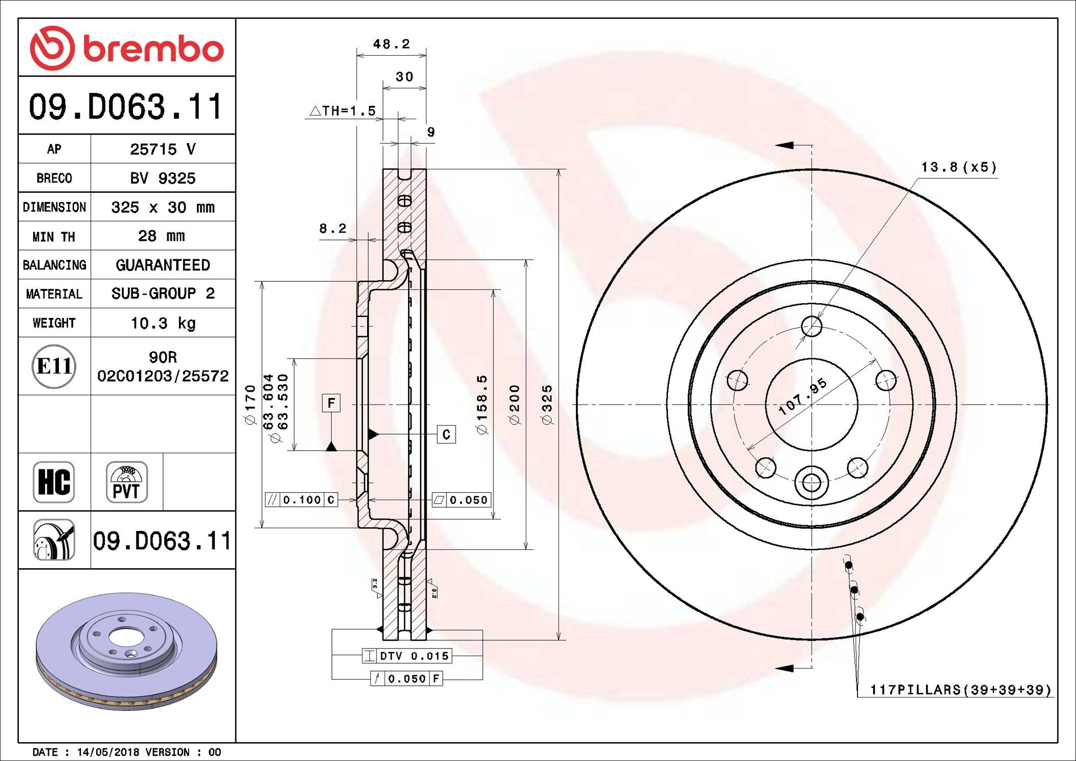 Купити 09D06311 Brembo Ротор гальмівний