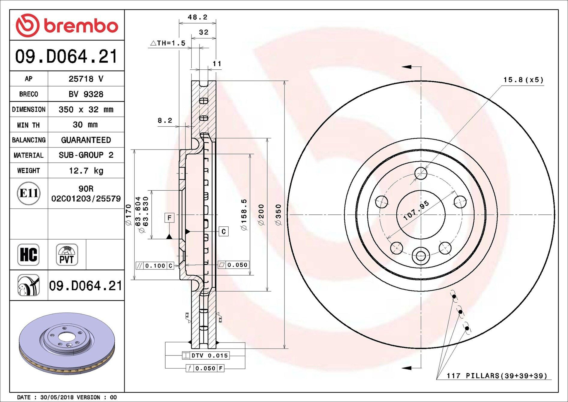 Диск переднього гальма Brembo 09D06421 ціна, від 114.45 USD