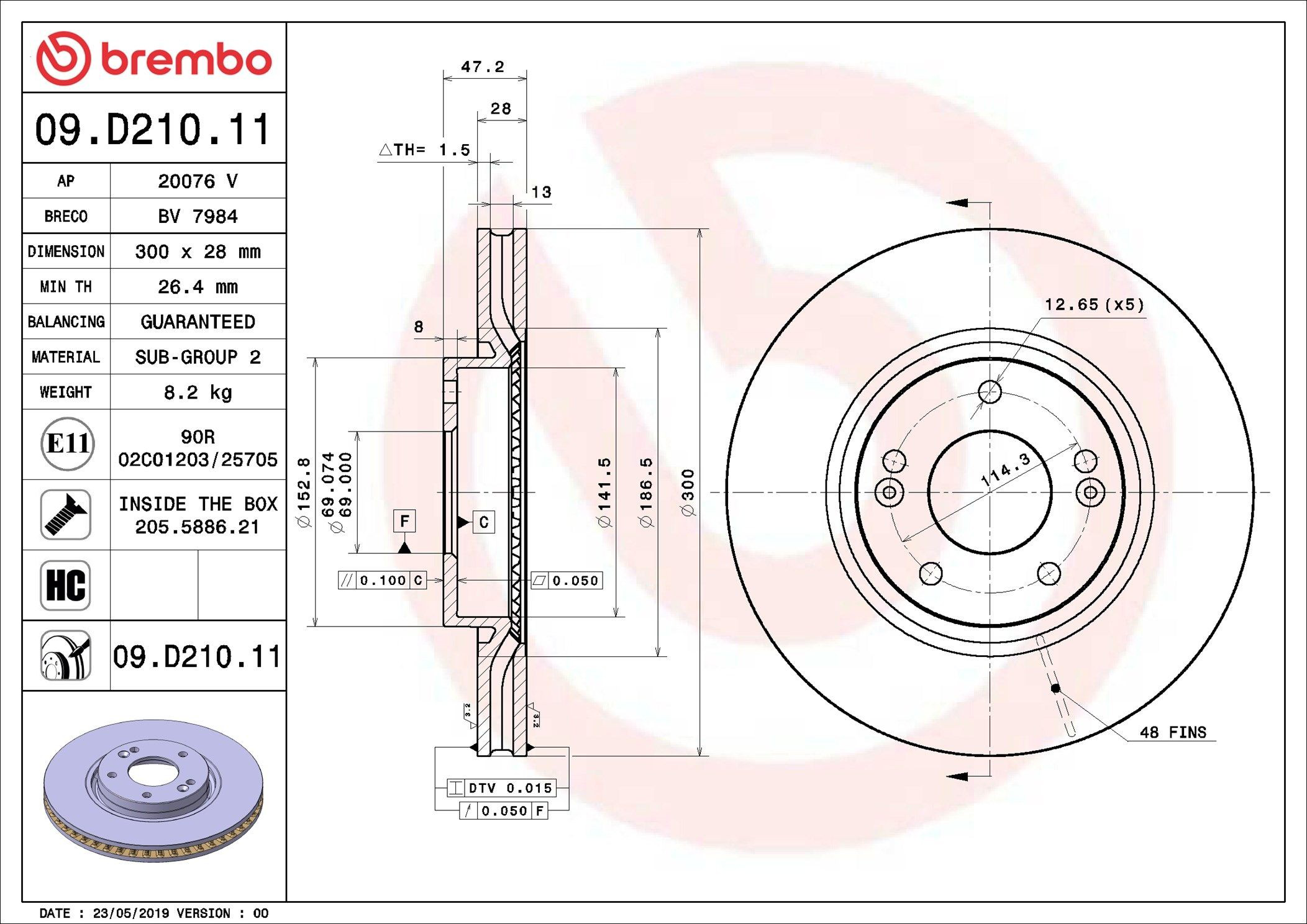 Купити 09D21011 Brembo Ротор гальмівний