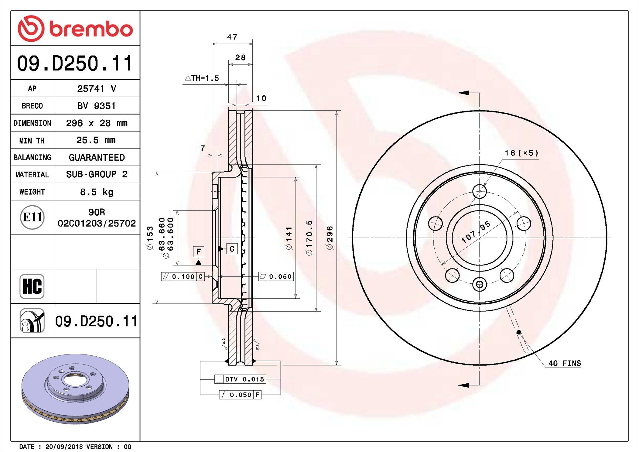 09D25011 Brembo Гальмо дискове переднє