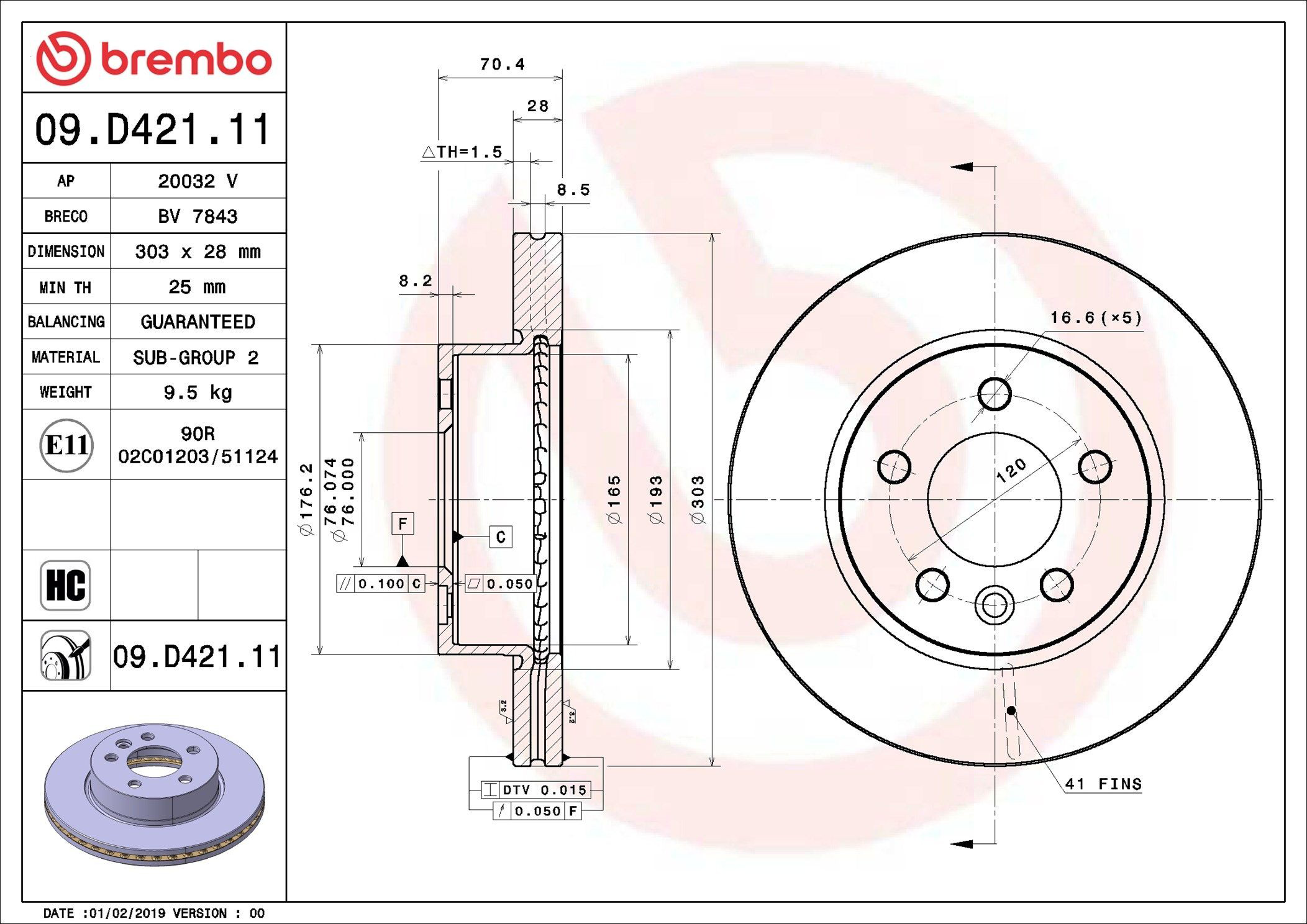 09D42111 Brembo Гальмо дискове переднє