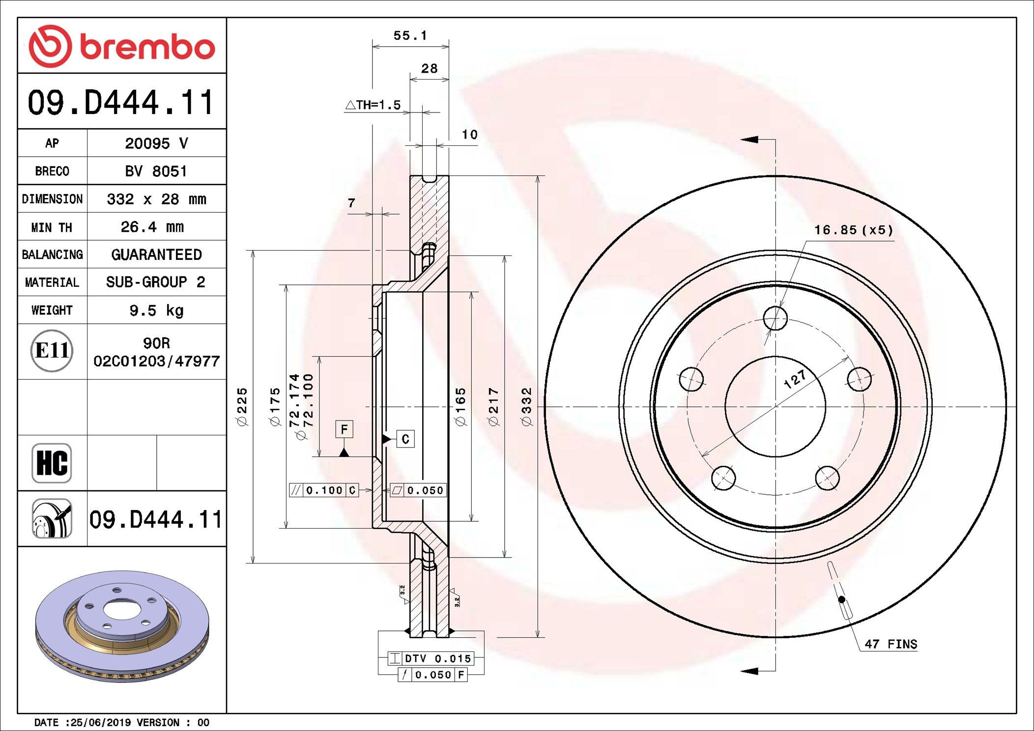 Гальмівні диски передні 09D44411 Brembo