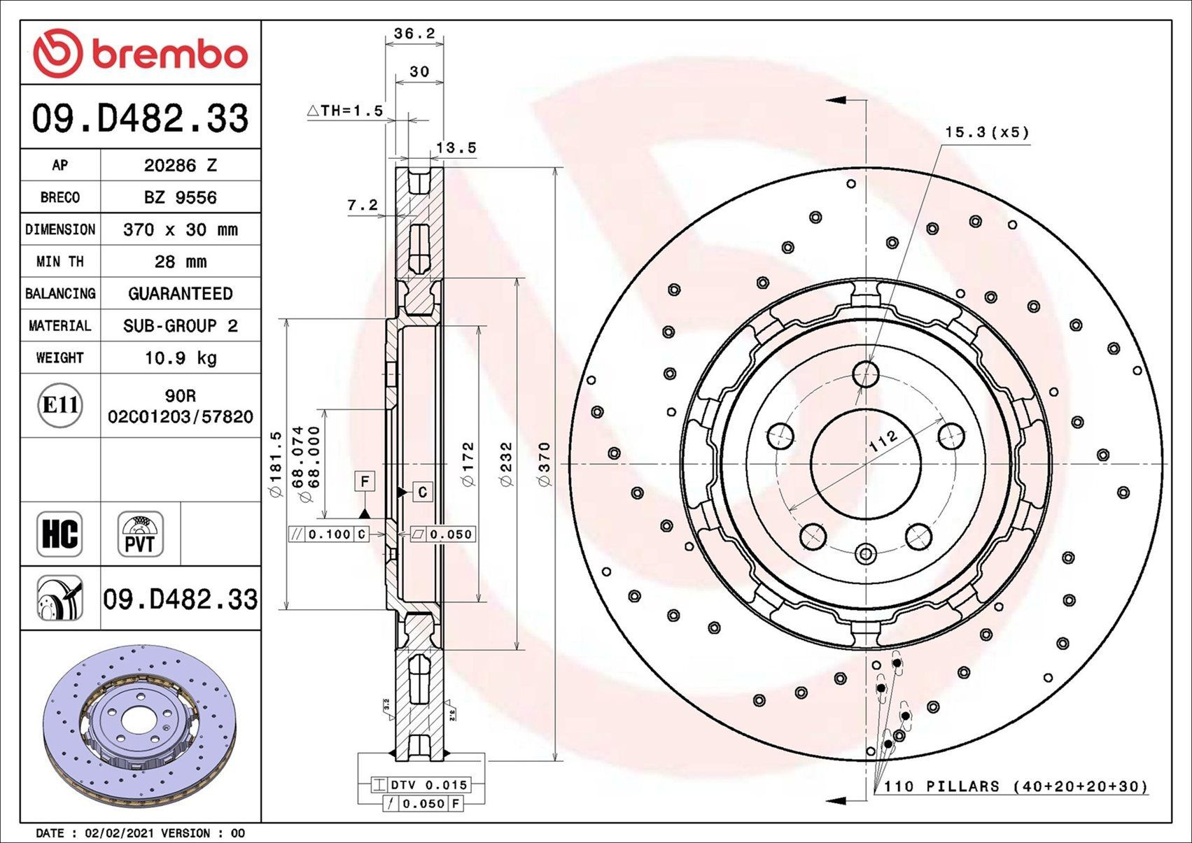 Задні дискові гальма Brembo 09D48233 ціна, від 457.96 USD