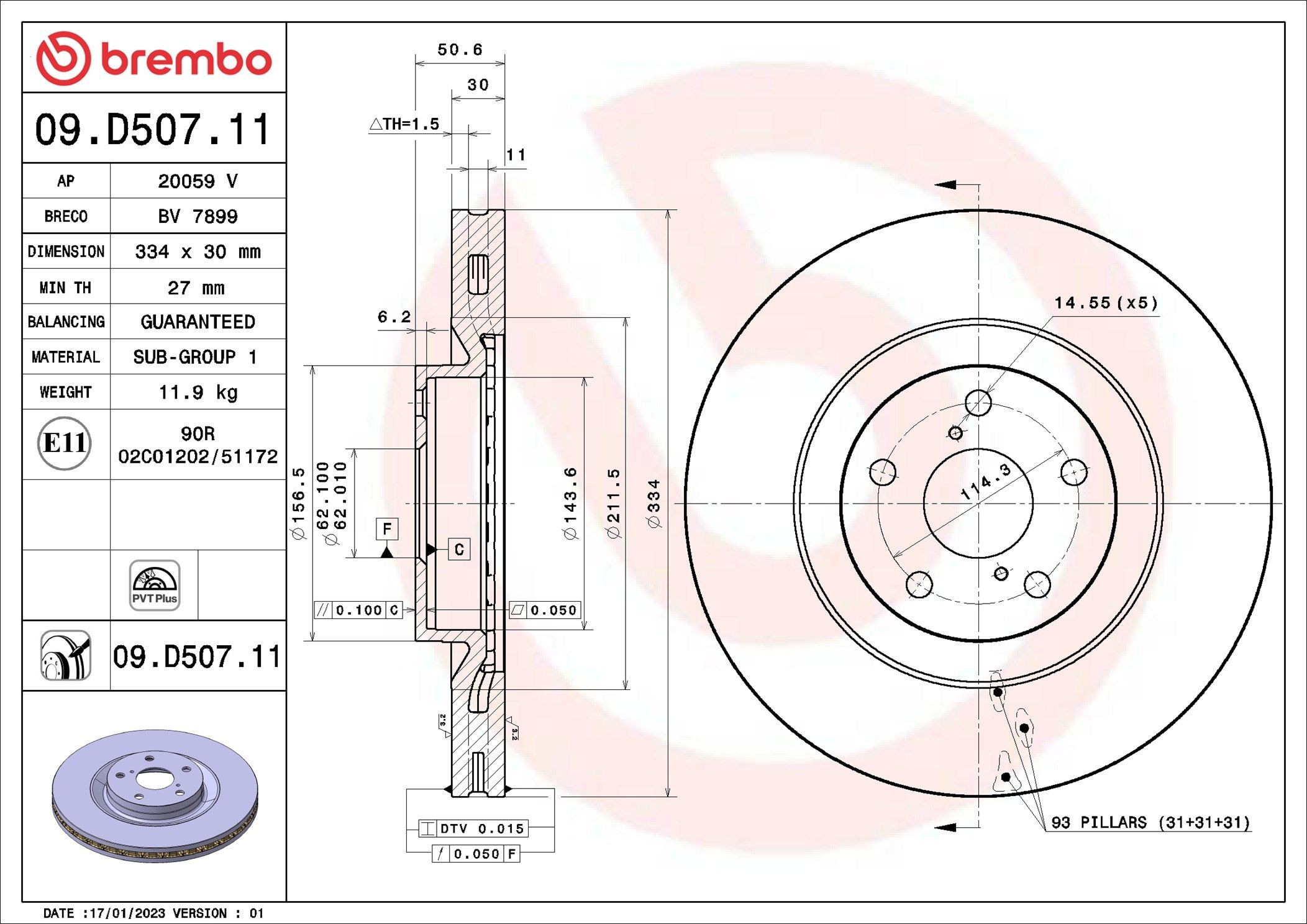 Купити 09D50711 Brembo Ротор гальмівний