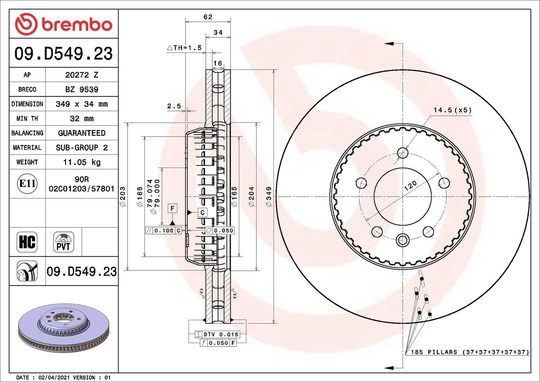 Купити 09D54923 Brembo Ротор гальмівний