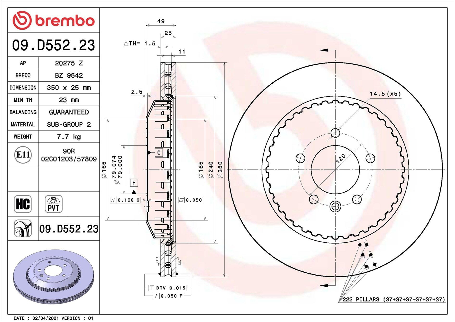 Задні дискові гальма Brembo 09D55223 ціна, від 194.60 USD