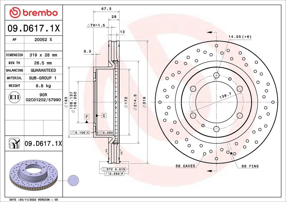 Гальмівні диски передні 09D6171X Brembo