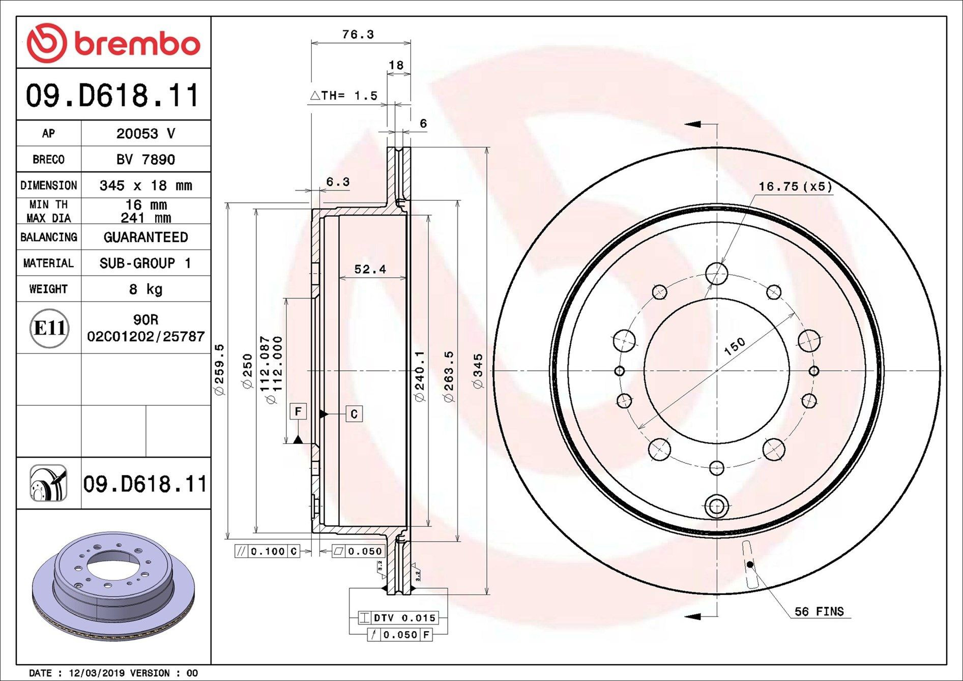 Задні дискові гальма Brembo 09D61811 ціна, від 76.26 USD