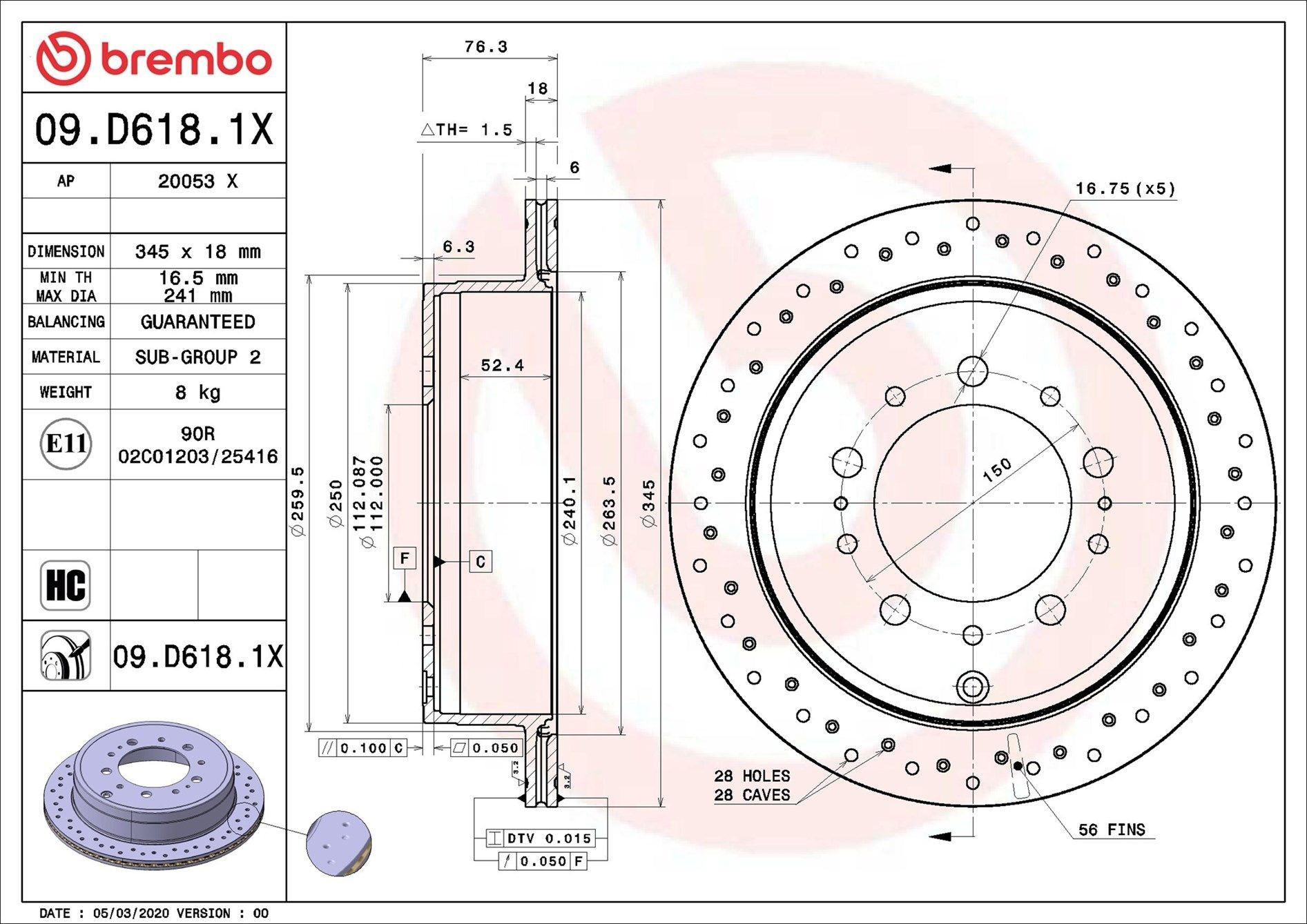 Задні дискові гальма Brembo 09D6181X ціна, від 110.35 USD