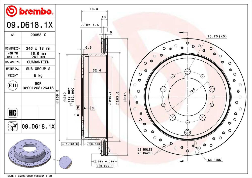 Гальмівні диски 09D6181X Brembo