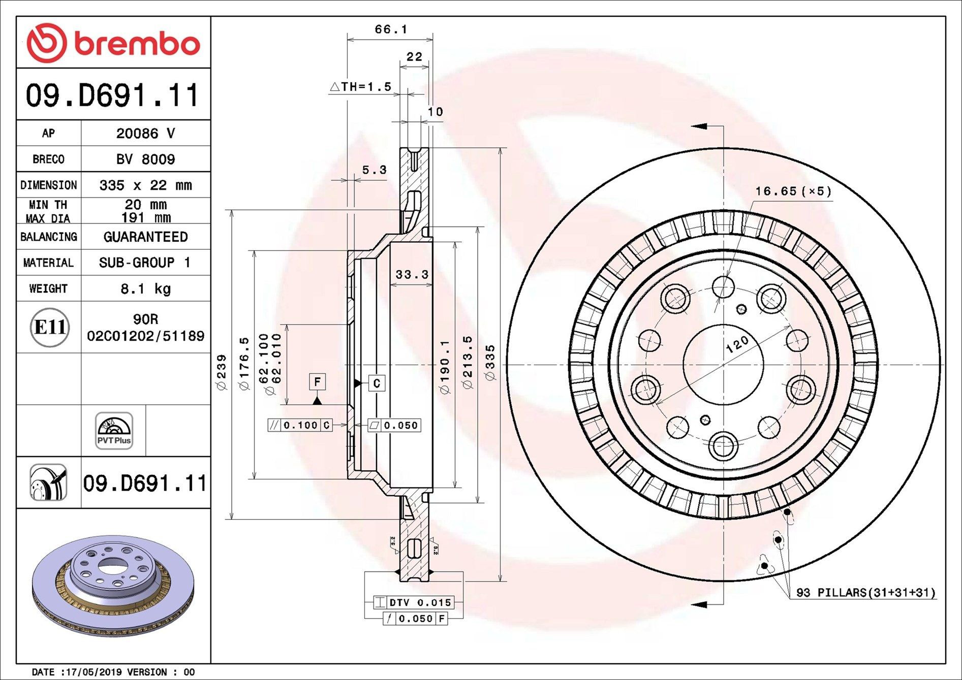 09D69111 Brembo Дискові гальма