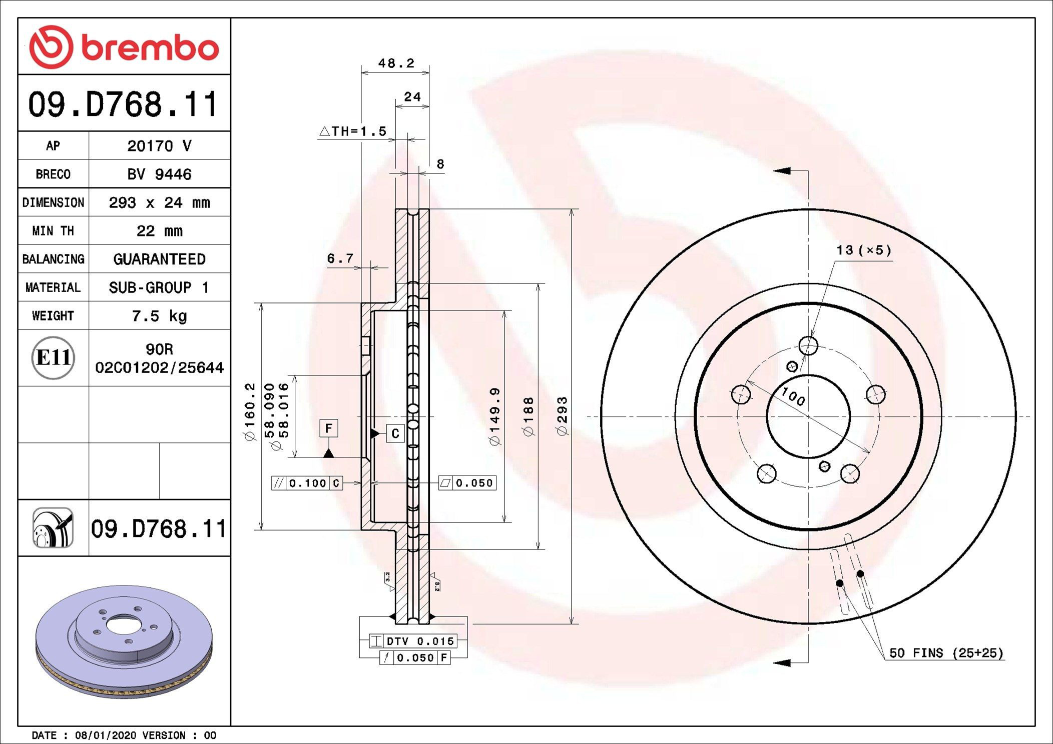 09D76811 Brembo Гальмо дискове переднє