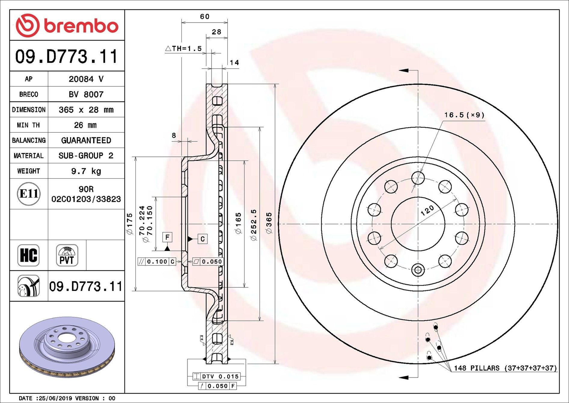 Задні дискові гальма Brembo 09D77311 ціна, від 100.04 USD