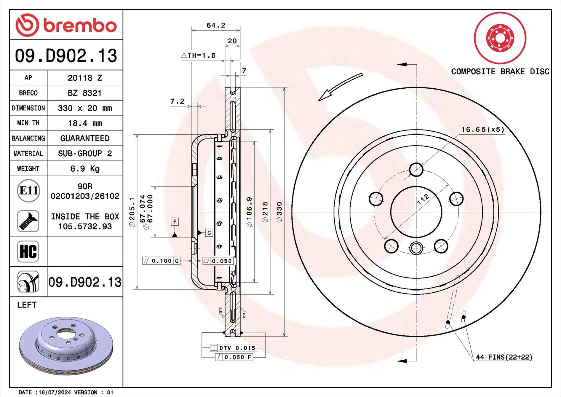 Задні дискові гальма Brembo 09D90213 ціна, від 152.84 USD