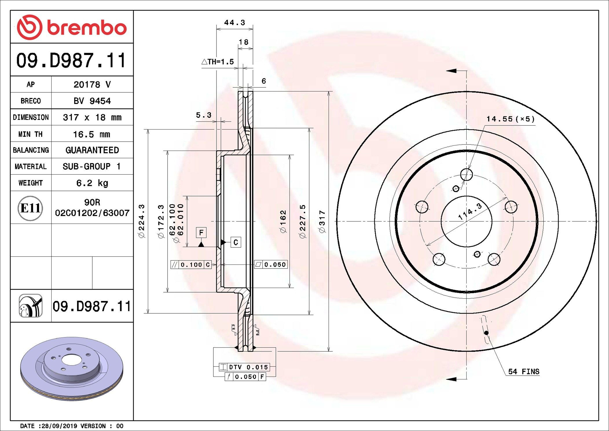 09D98711 Brembo Дискові гальма