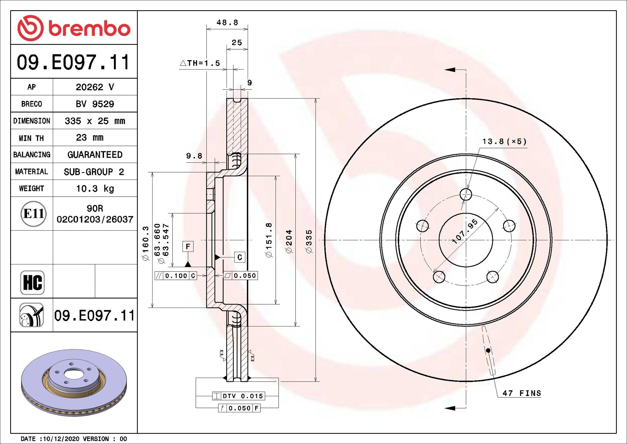 Диск переднього гальма Brembo 09E09711 ціна, від 80.06 USD