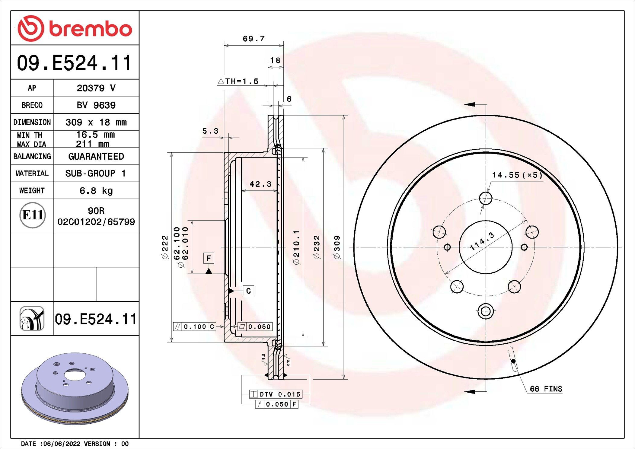 09E52411 Brembo Дискові гальма