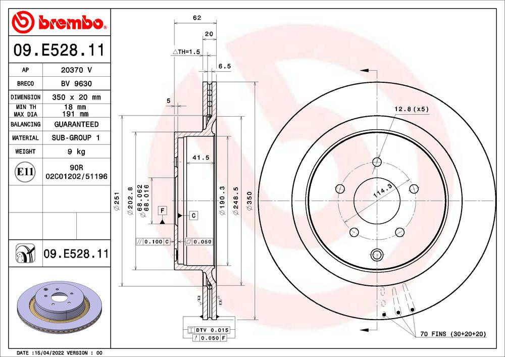 Гальмівні диски 09E52811 Brembo
