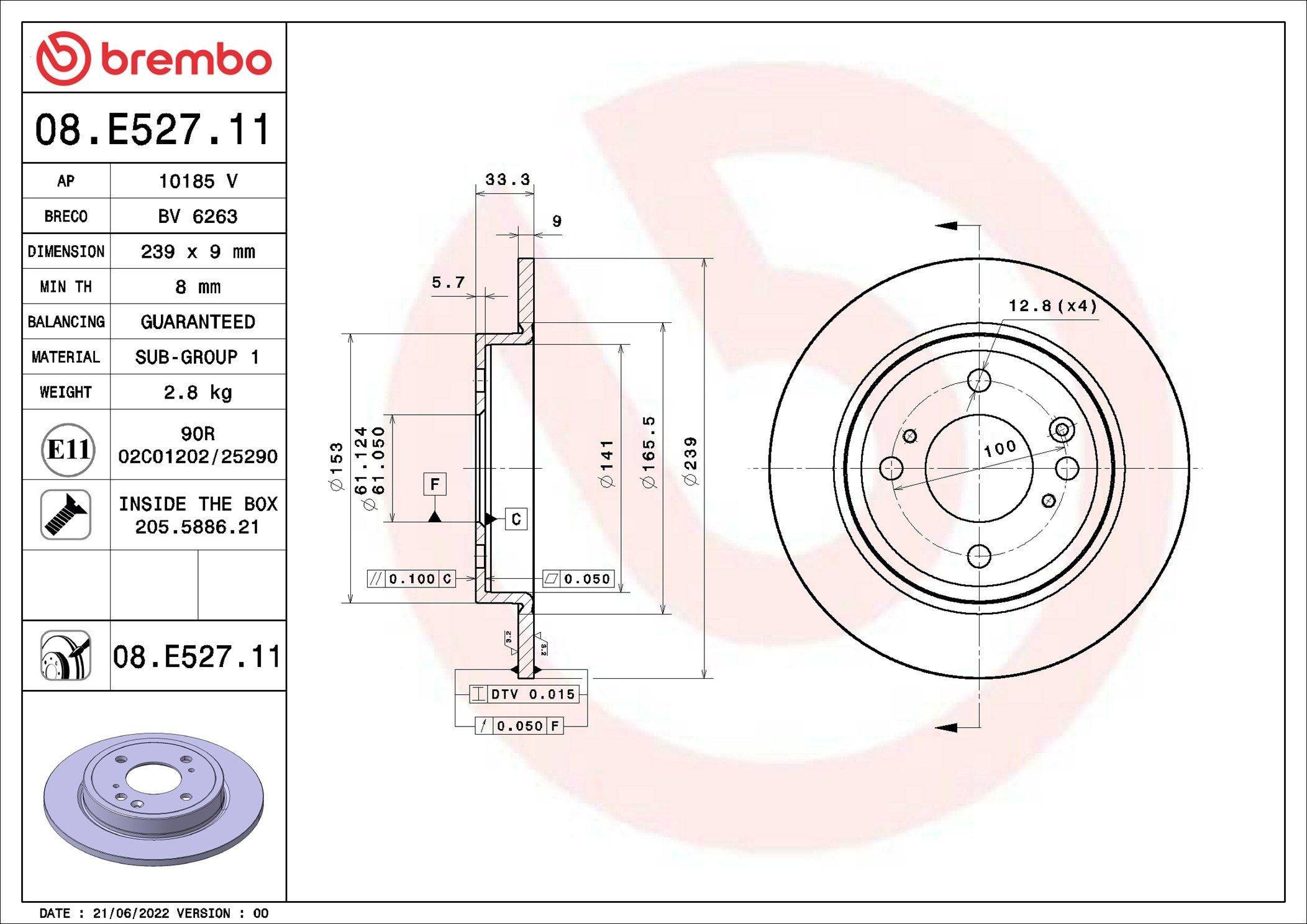 Задні дискові гальма Brembo 09E52811 ціна, від 76.16 USD
