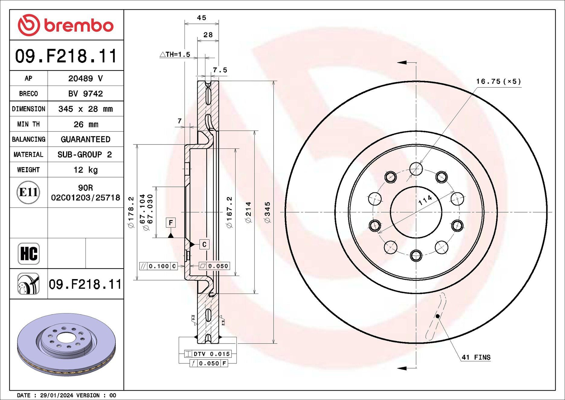09F21811 Brembo Гальмо дискове переднє