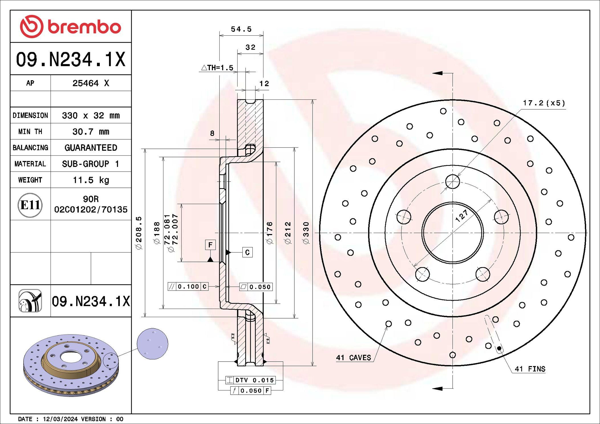 09N2341X Brembo Гальмо дискове переднє