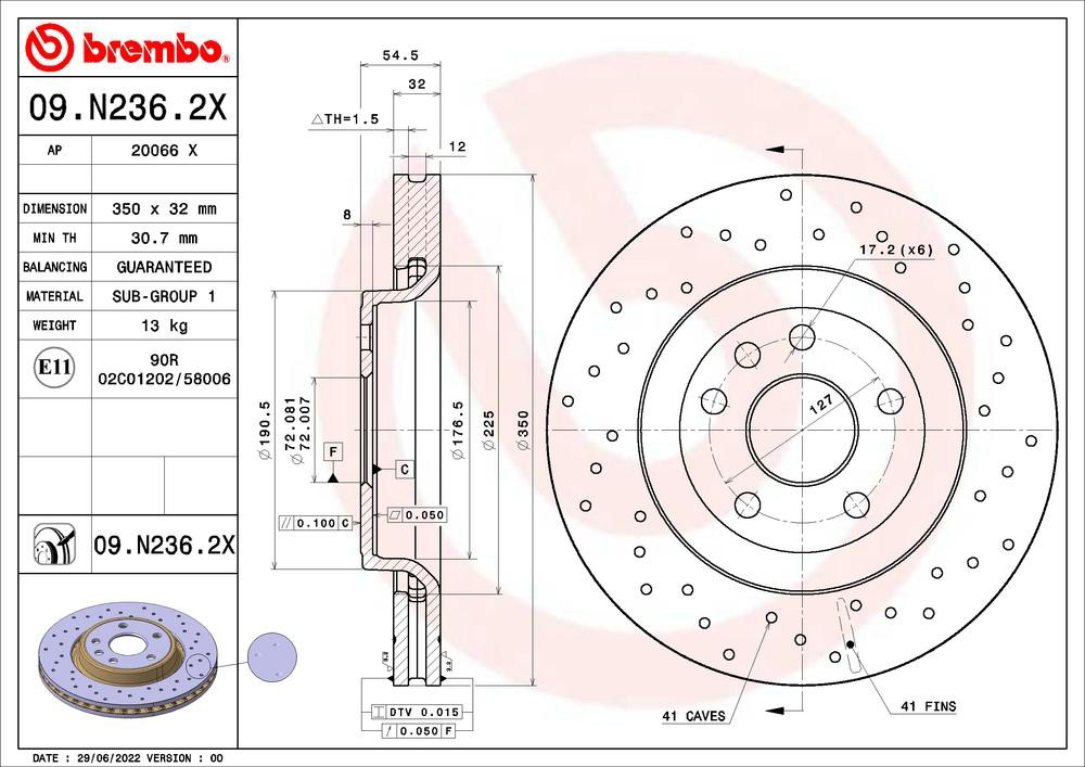 Купити 09N2362X Brembo Ротор гальмівний
