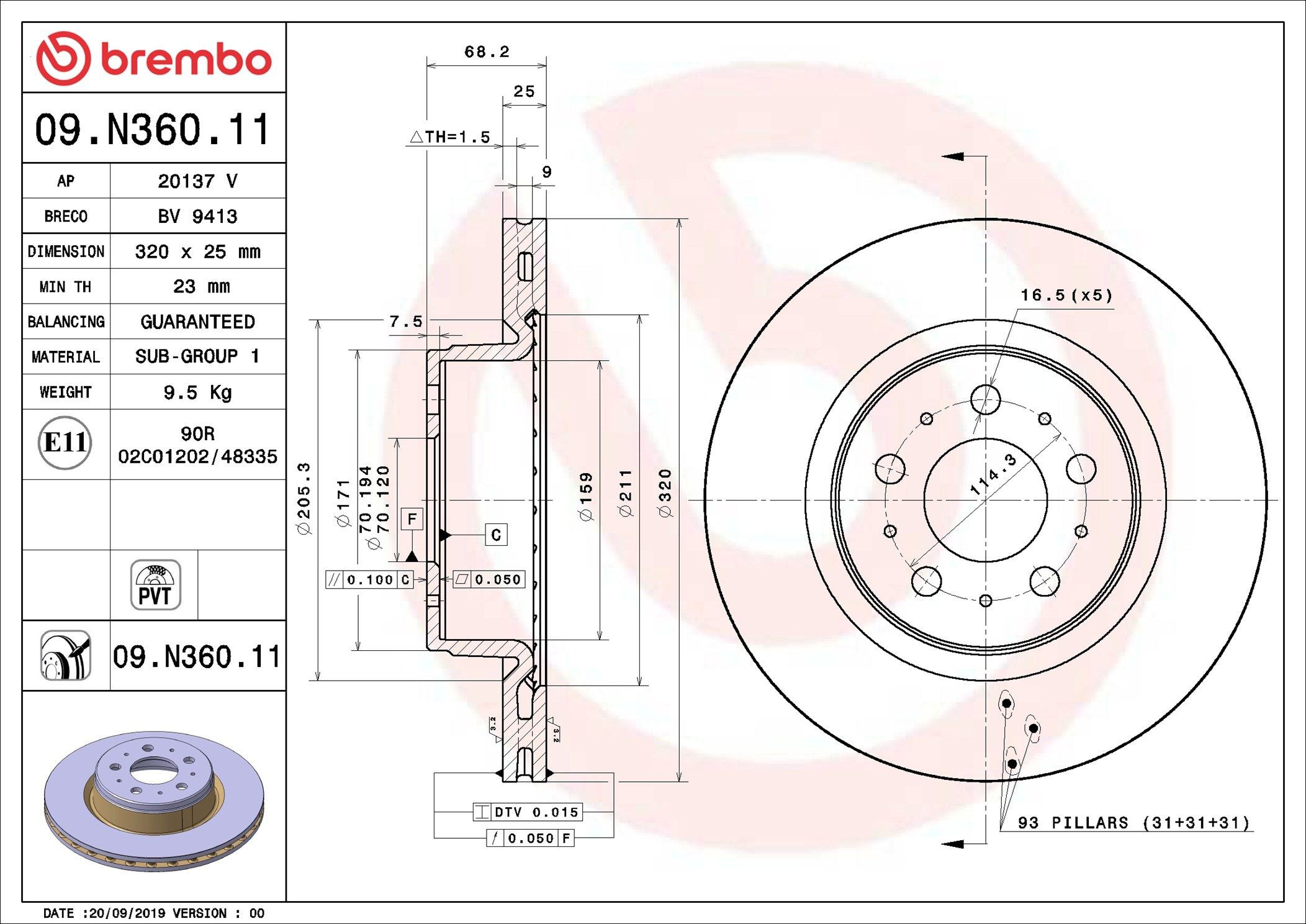 Гальмівні диски передні 09N36011 Brembo