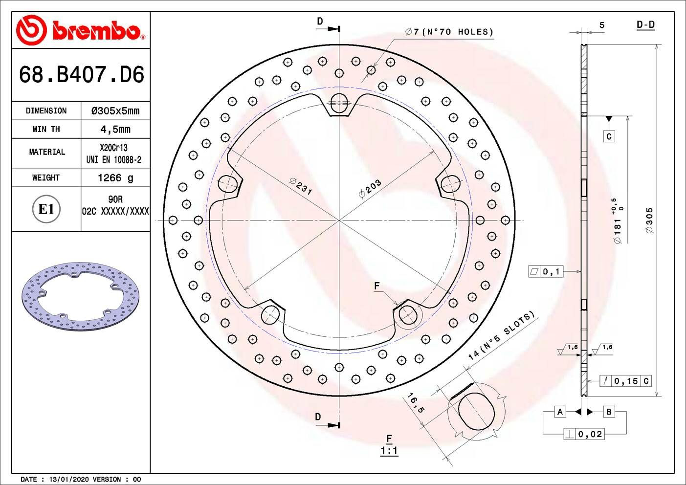  Brembo 68B407D6 ціна, від 177.27 USD