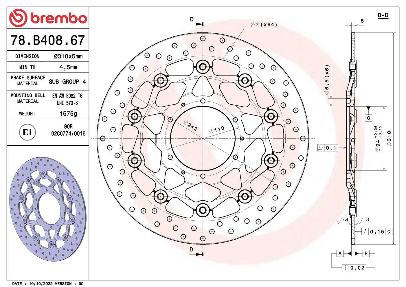 78B40867 Brembo 