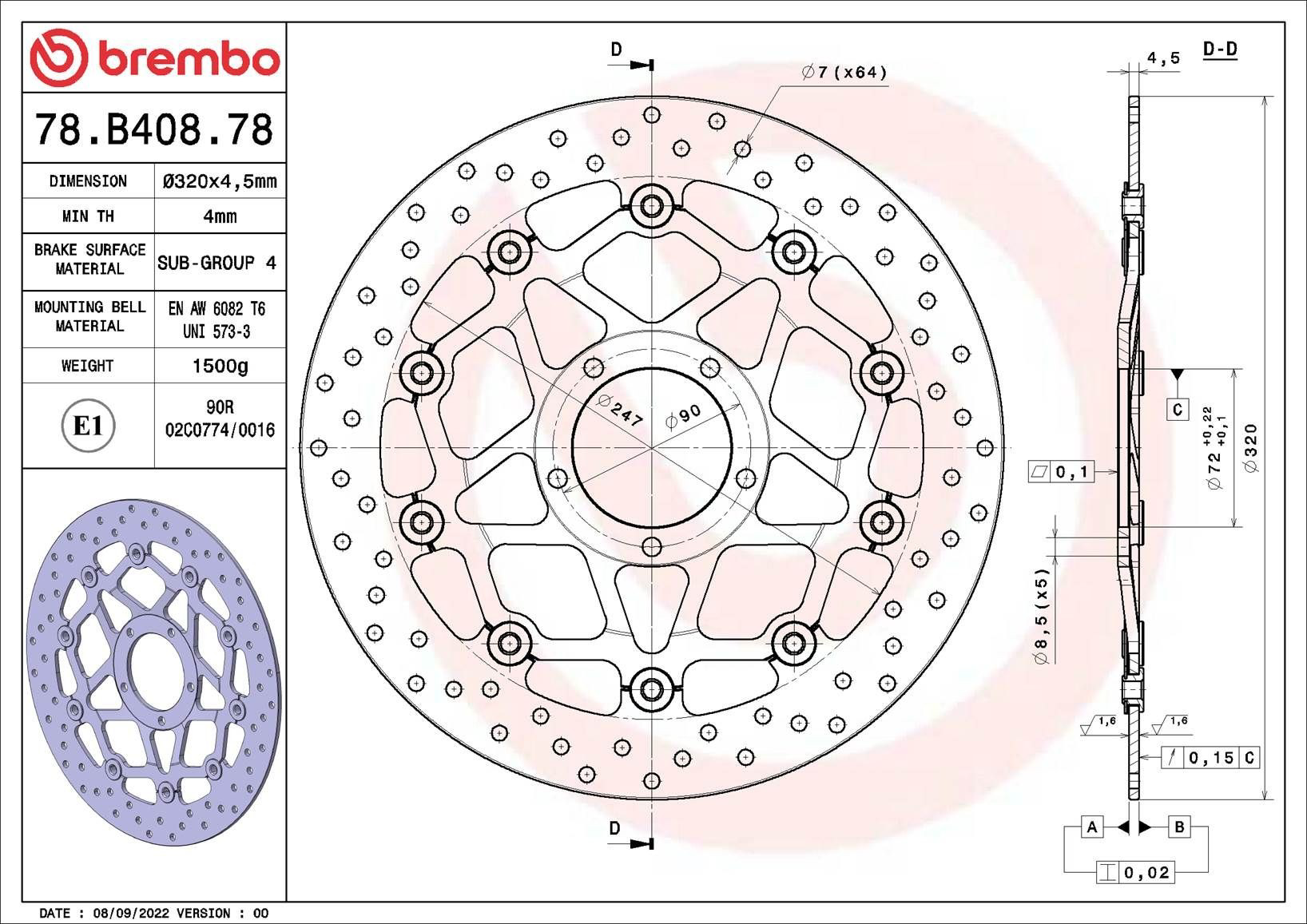  Brembo 78B40878 ціна, від 307.15 USD