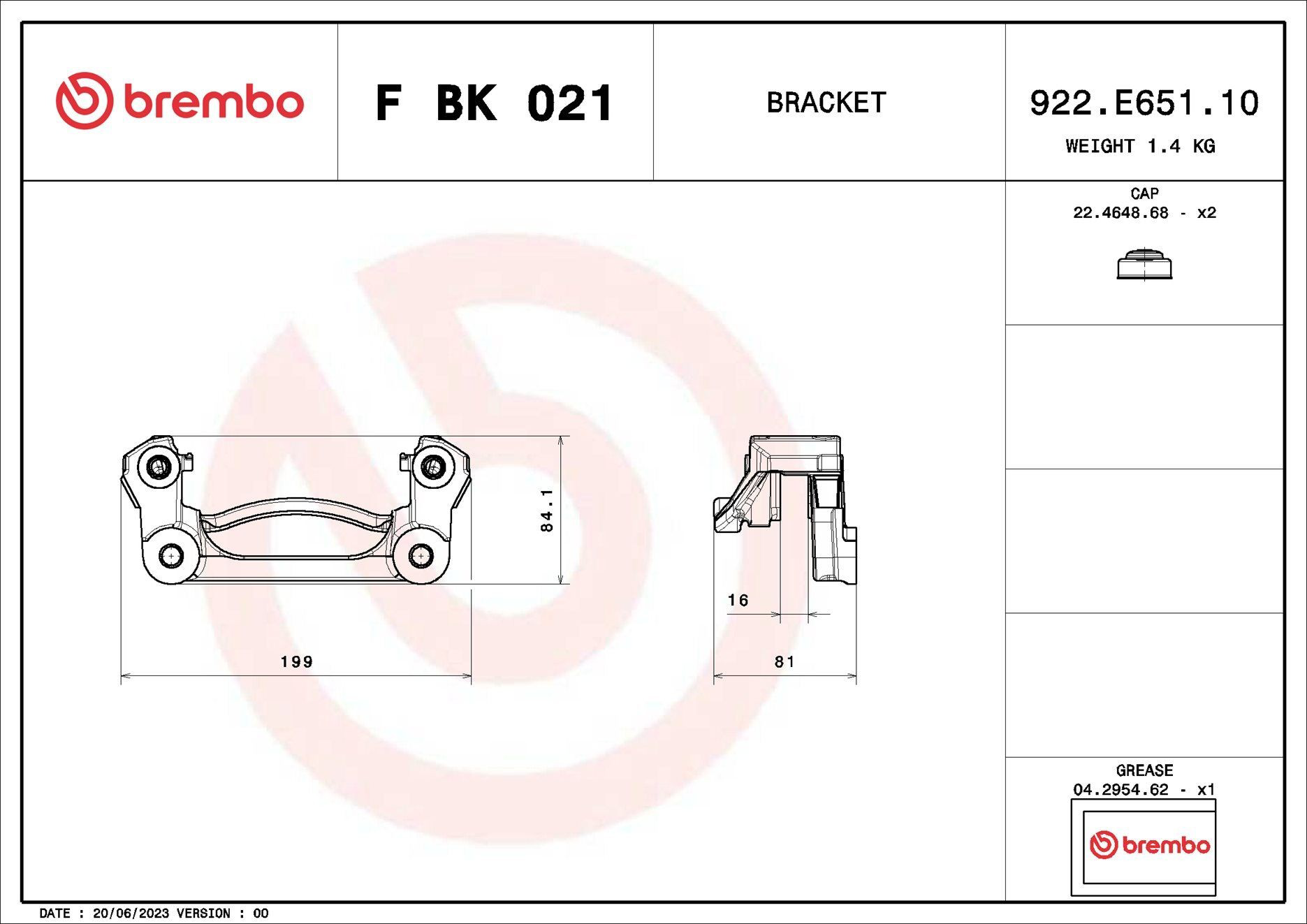 Скоба супорту заднього Brembo FBK021 ціна, від 57.39 USD