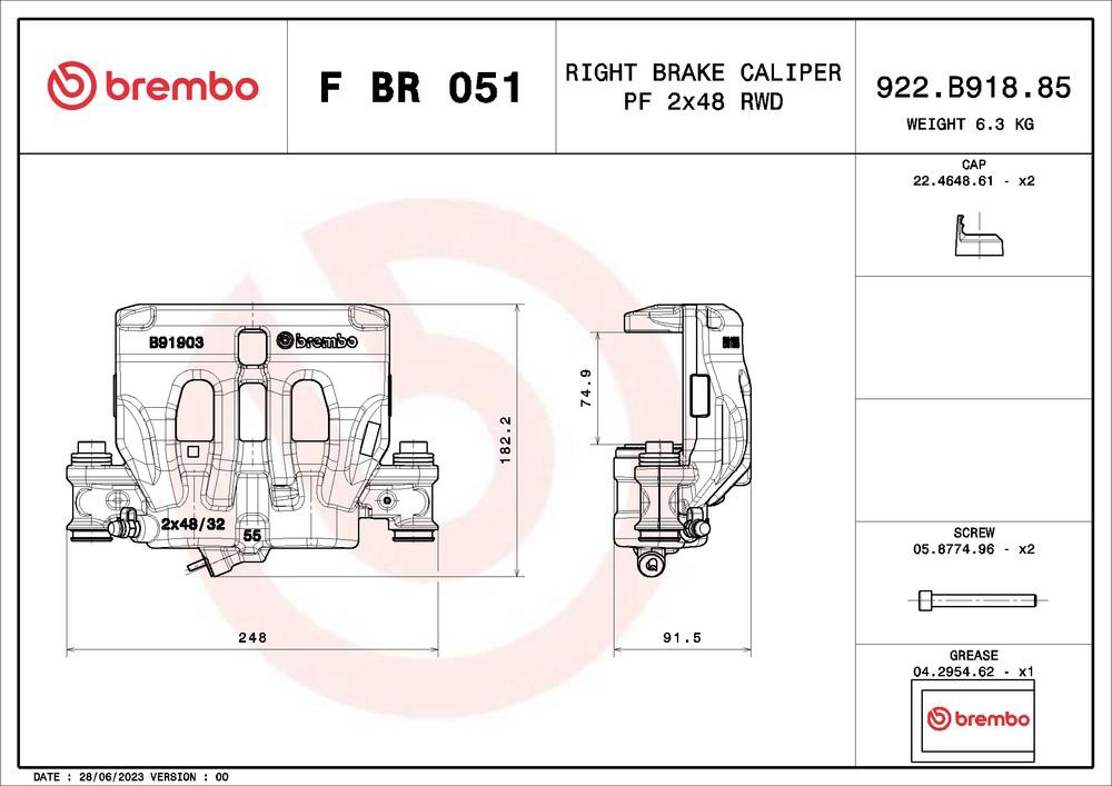 Купити FBR051 Brembo Супорт гальмівний передній правий