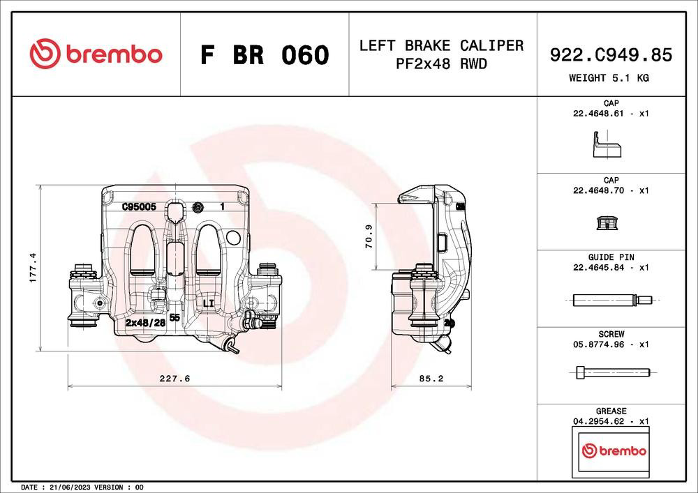 Купити FBR060 Brembo Супорт гальмівний передній лівий