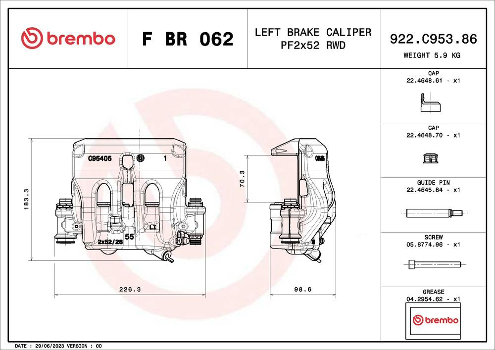 Купити FBR062 Brembo Супорт гальмівний передній лівий