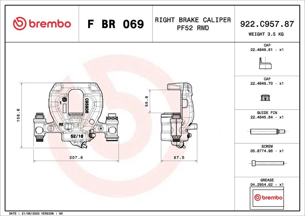 Купити FBR069 Brembo Супорт задній правий