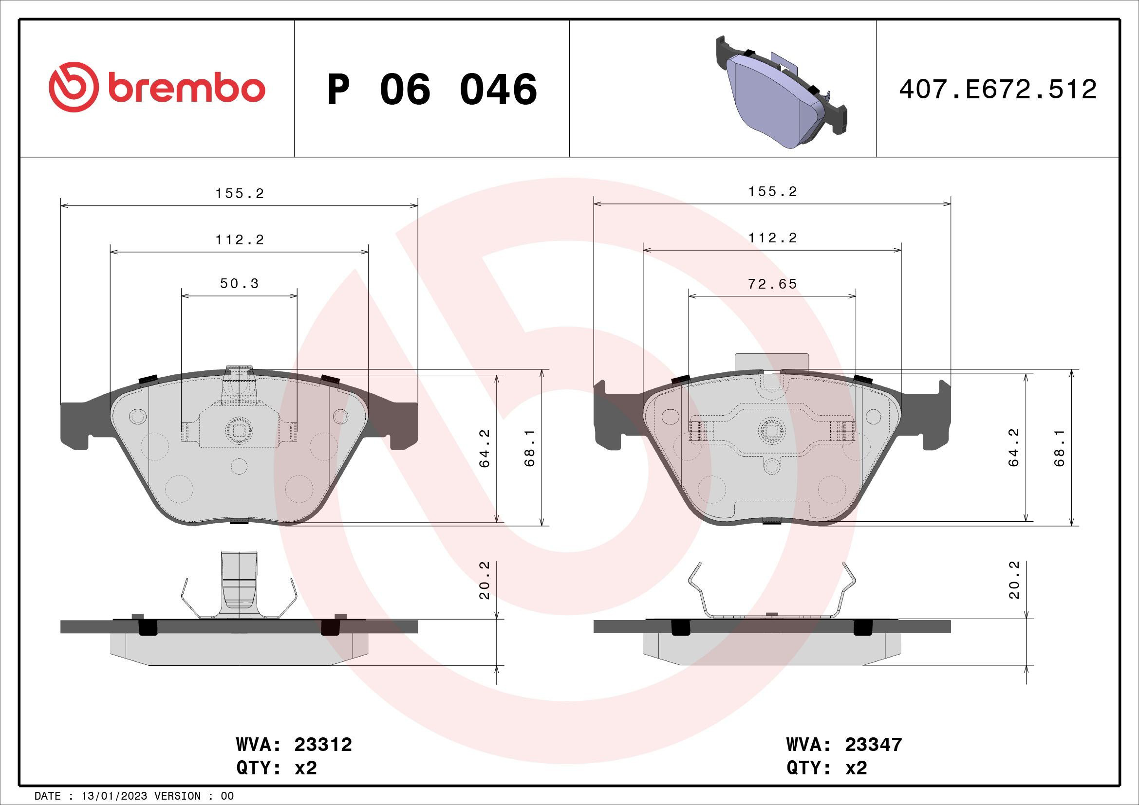 Гальмівні колодки Brembo P06046 ціна, від 34.24 USD