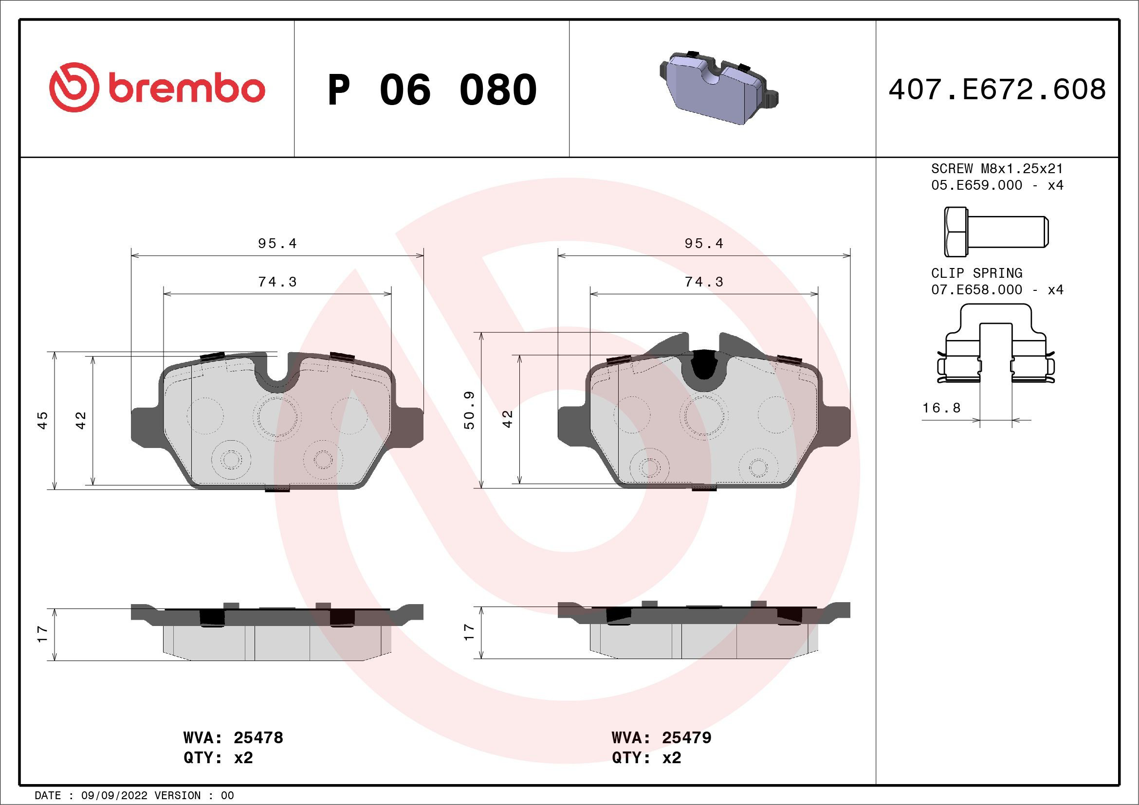 Задні гальмівні колодки Brembo P06080 ціна, від 28.18 USD