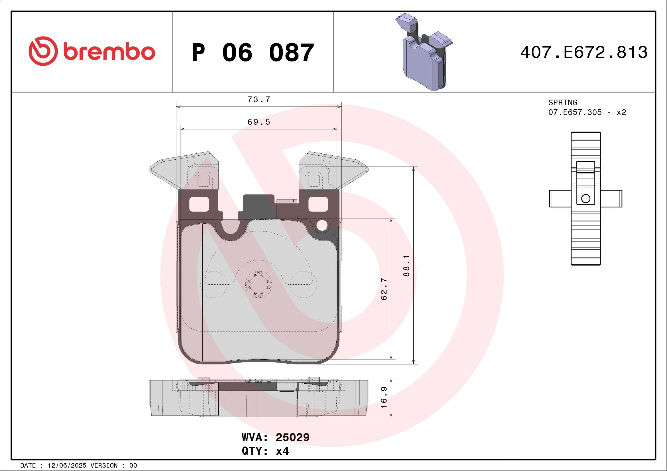 Задні гальмівні колодки Brembo P06087X ціна, від 95.43 USD