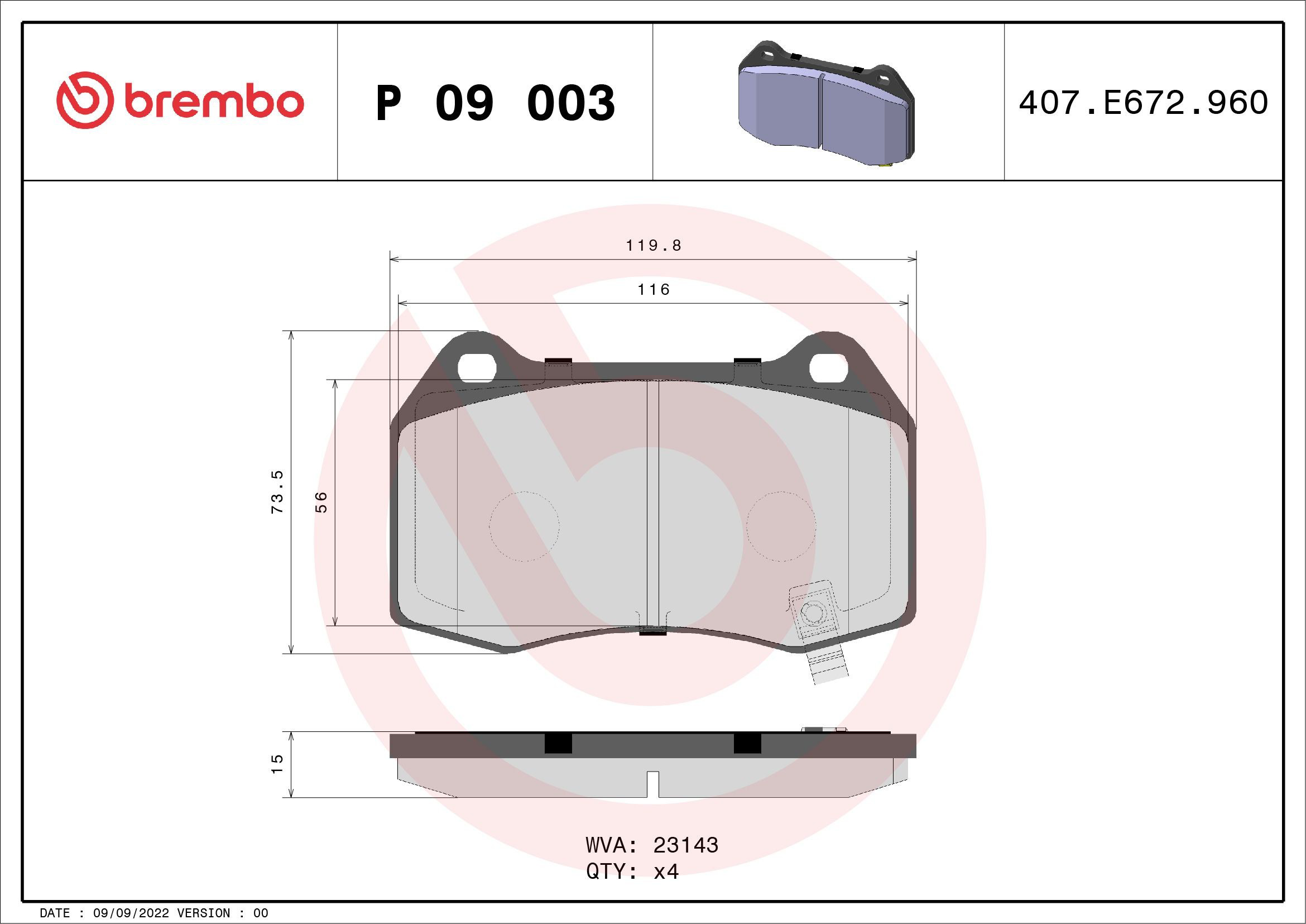 Гальмівні колодки Brembo P09003 ціна, від 38.11 USD