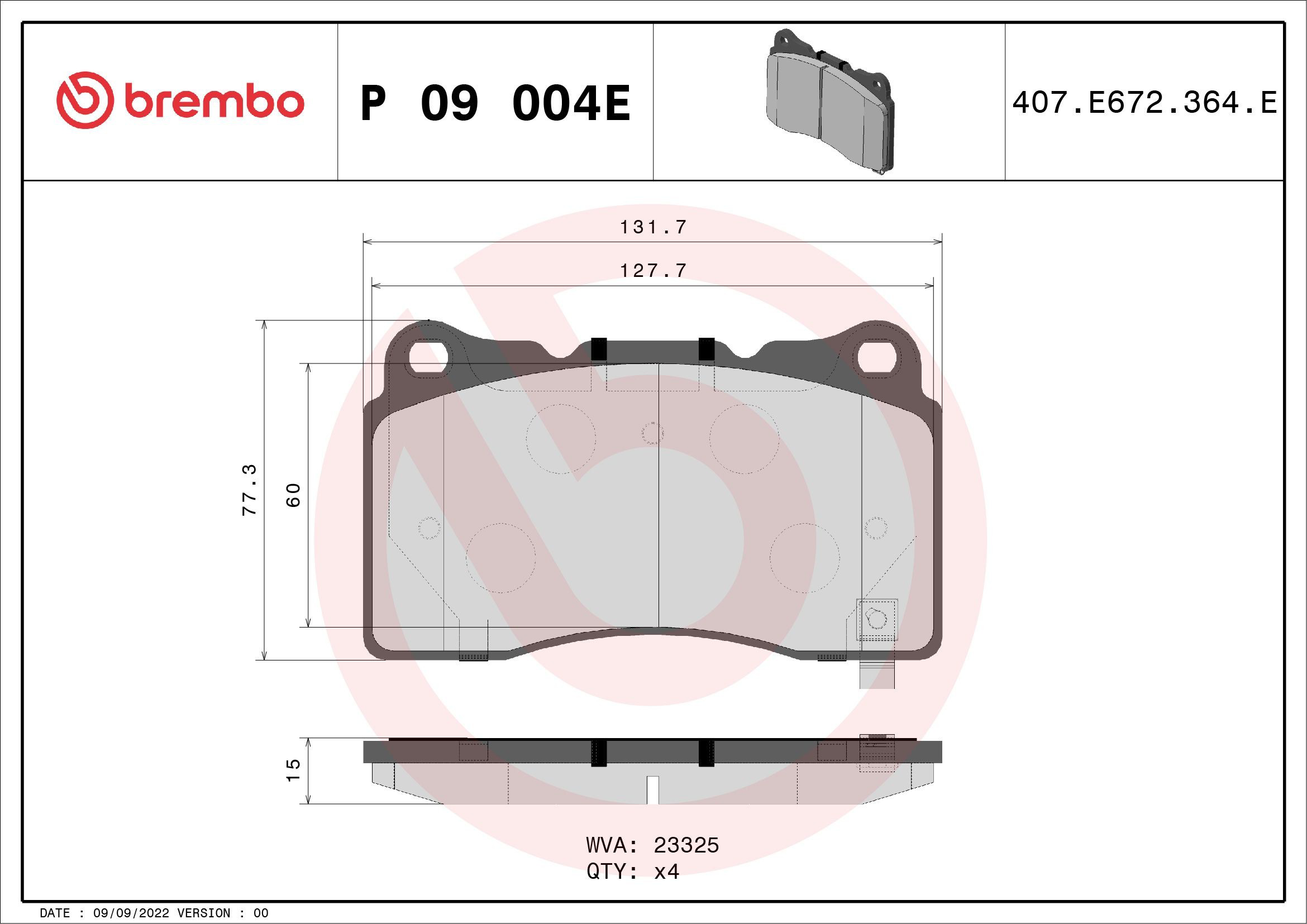 P09004E Brembo Передні гальмівні колодки