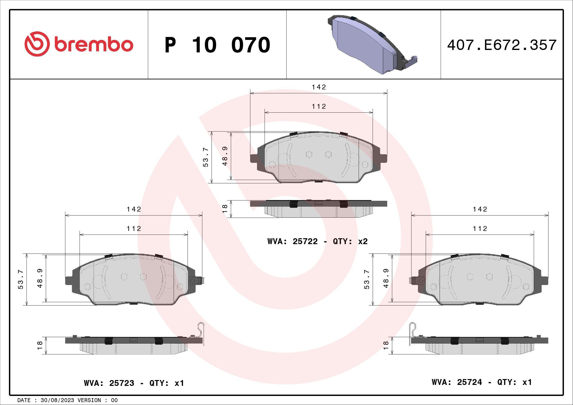 Гальмівні колодки Brembo P10070 ціна, від 21.92 USD