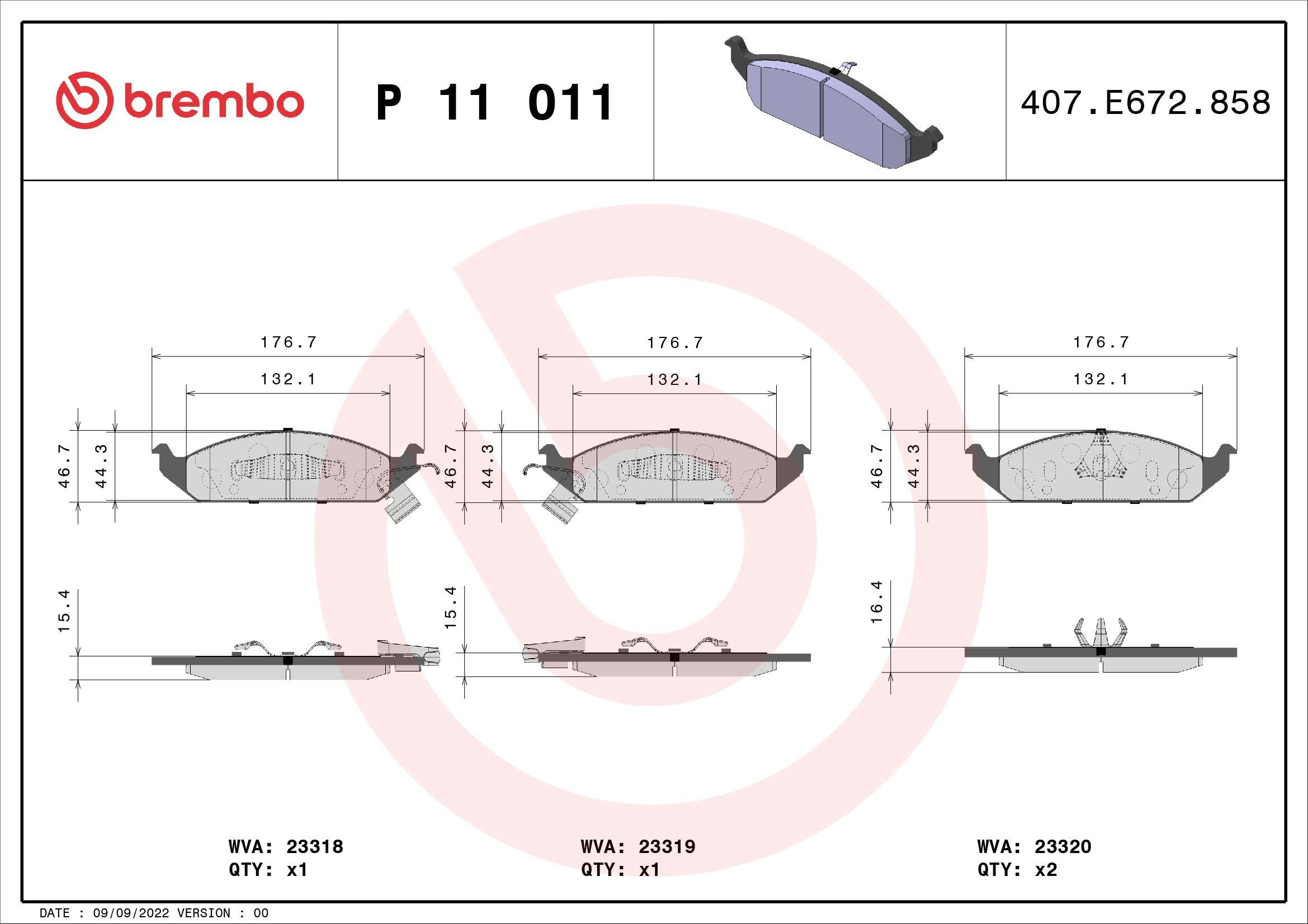 Гальмівні колодки Brembo P11011 ціна, від 30.07 USD