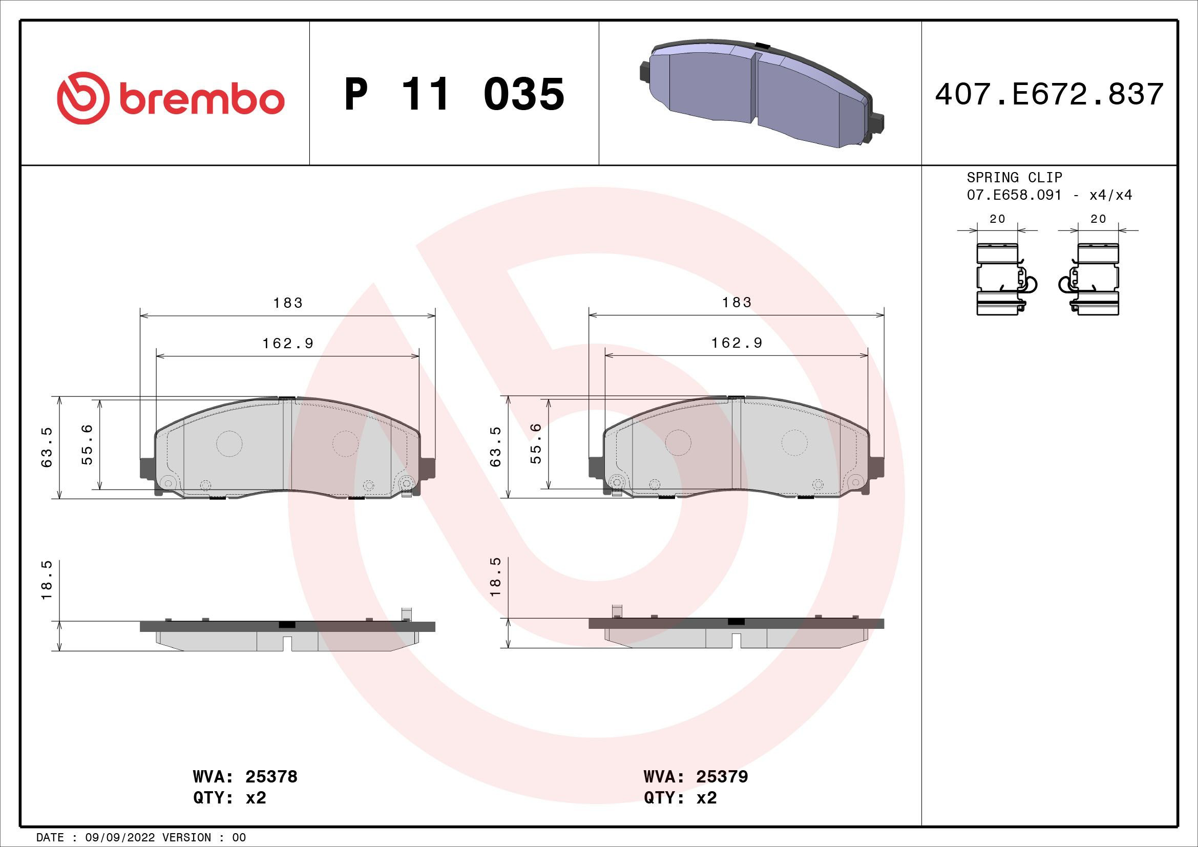 Гальмівні колодки Brembo P11035 ціна, від 73.56 USD